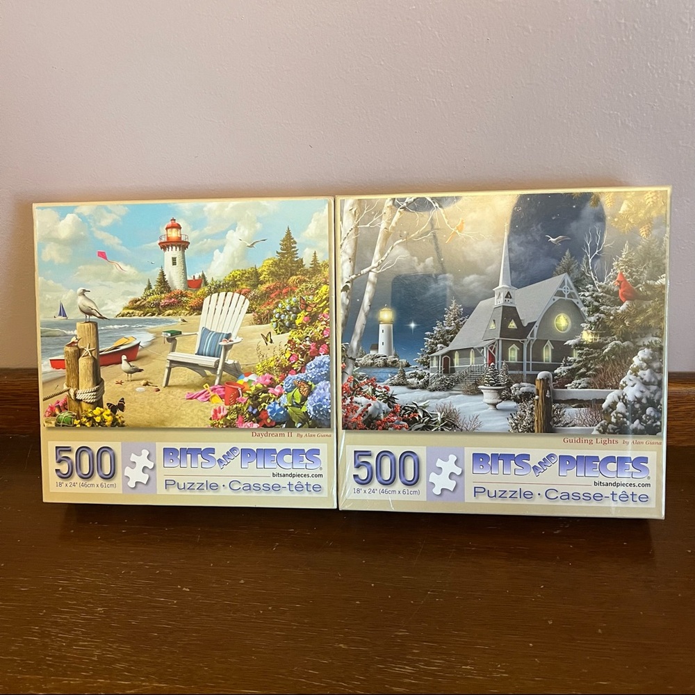 NIB Bits and Pieces Daydream II & Guiding Lights by Alan Giana 500 Piece Puzzle